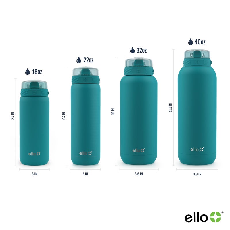 Ello Cooper 22oz Stainless Steel Water Bottle with Straw and Carry Handle, Double Walled and Vacuum Insulated Metal, Leak Proof Locking Lid with Soft Silicone Spout, Reusable, BPA Free, Antigua - Image 4